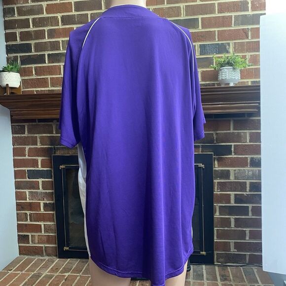 Wilson Men Sporting Goods Double Bar Mesh 2-Button Jersey Adult Sz L Purple Used - Picture 6 of 15
